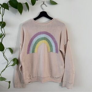 Wildfox knit distressed rainbow sweater
